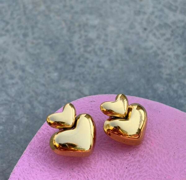 Double heart stud Earring