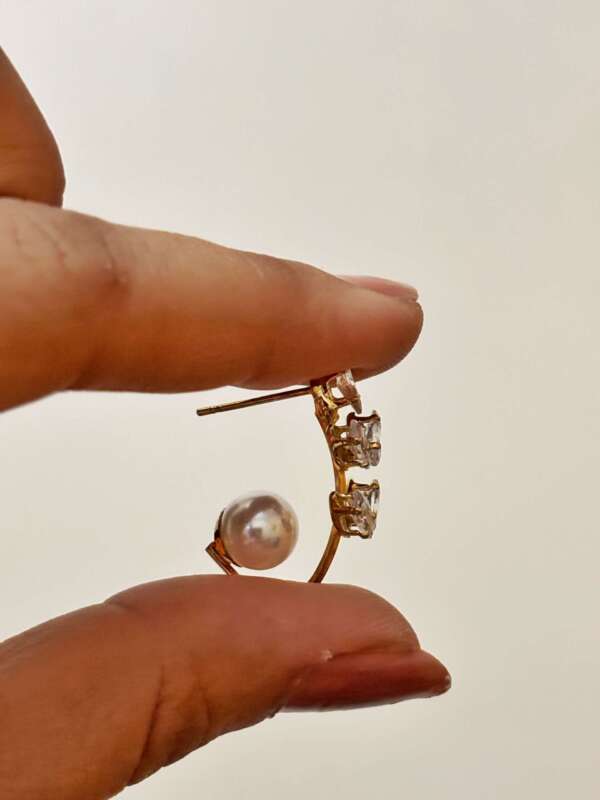 Crystal leaf Earring- Rose Gold